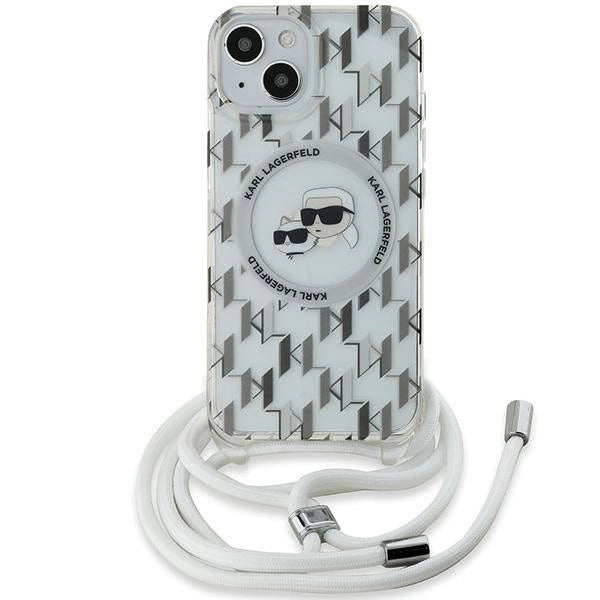 Karl Lagerfeld IML Crossbody Monogram Karl & Choupette Head MagSafe Case for iPhone 15 / 14 / 13 - Transparent