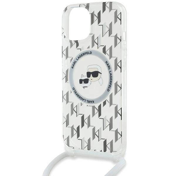 Karl Lagerfeld IML Crossbody Monogram Karl & Choupette Head MagSafe Case for iPhone 15 / 14 / 13 - Transparent