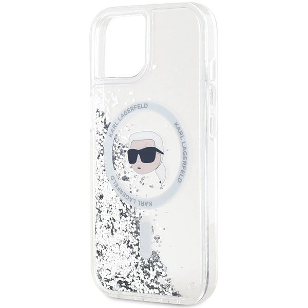 Karl Lagerfeld Liquid Glitter Karl Head MagSafe case for iPhone 15 / 14 / 13 - transparent