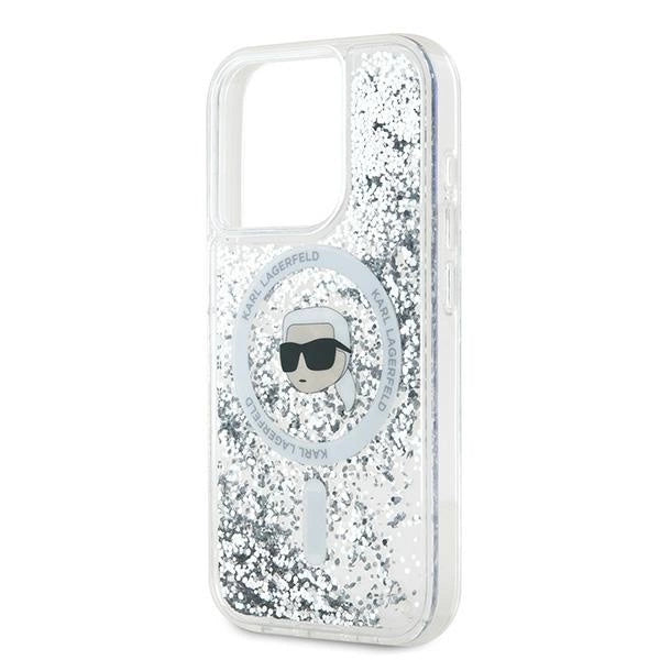 Karl Lagerfeld Liquid Glitter Karl Head MagSafe case for iPhone 15 Pro Max - transparent