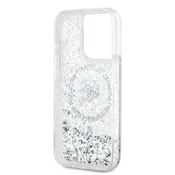 Karl Lagerfeld Liquid Glitter Karl Head MagSafe case for iPhone 15 Pro Max - transparent