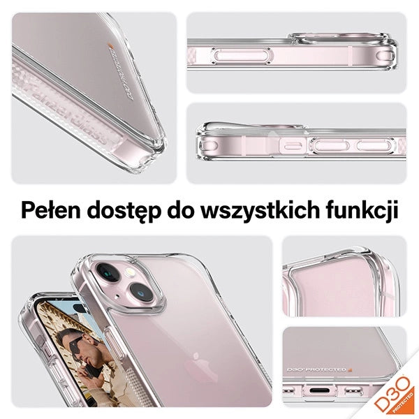 PanzerGlass Bundle 3in1 sæt gennemsigtigt etui + folie + kameraomslag til iPhone 15