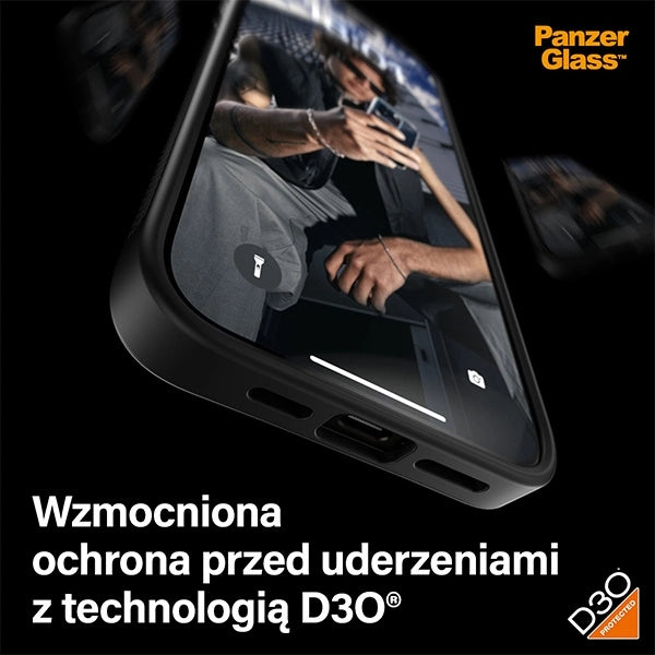 PanzerGlass ClearCase Case til iPhone 15 Pro Max med Military Grade Certification - gennemsigtig og sort