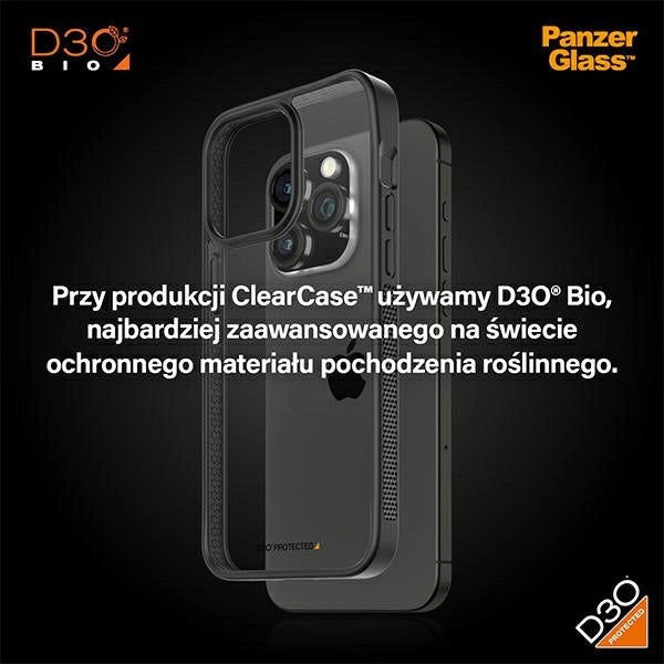 PanzerGlass ClearCase Case til iPhone 15 Pro Max med Military Grade Certification - gennemsigtig og sort