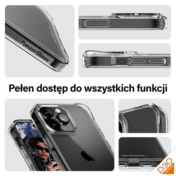 PanzerGlass HardCase med D3O og Military Grade certificering til iPhone 15 Pro Max - gennemsigtig