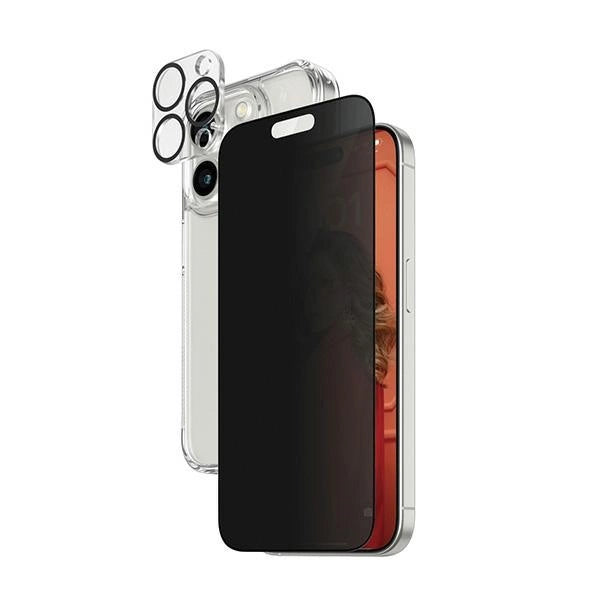 PanzerGlass Privacy Bundle 3in1 gennemsigtigt etui + privatlivsglas + kamerabeskytter til iPhone 15 Pro Max