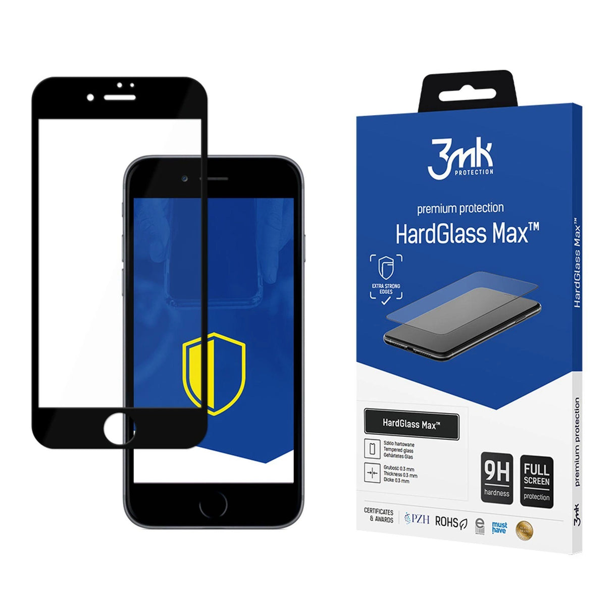 9H 3mk HardGlass MaxTM glas til iPhone 8