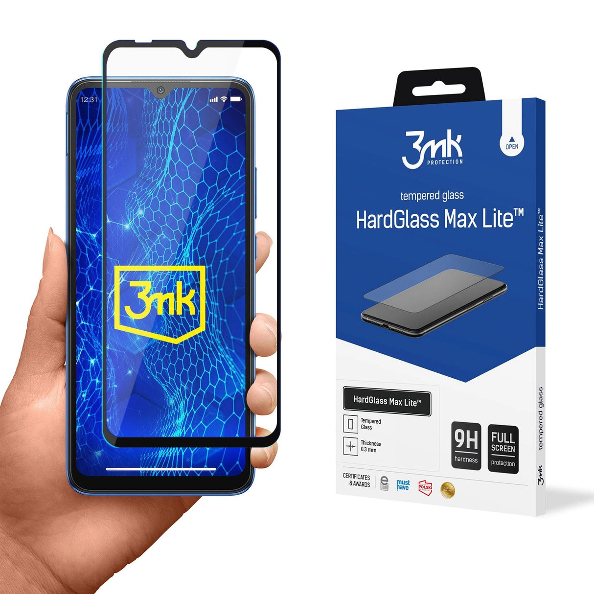 9H 3mk HardGlass Max LiteTM glas på Xiaomi Redmi 10C