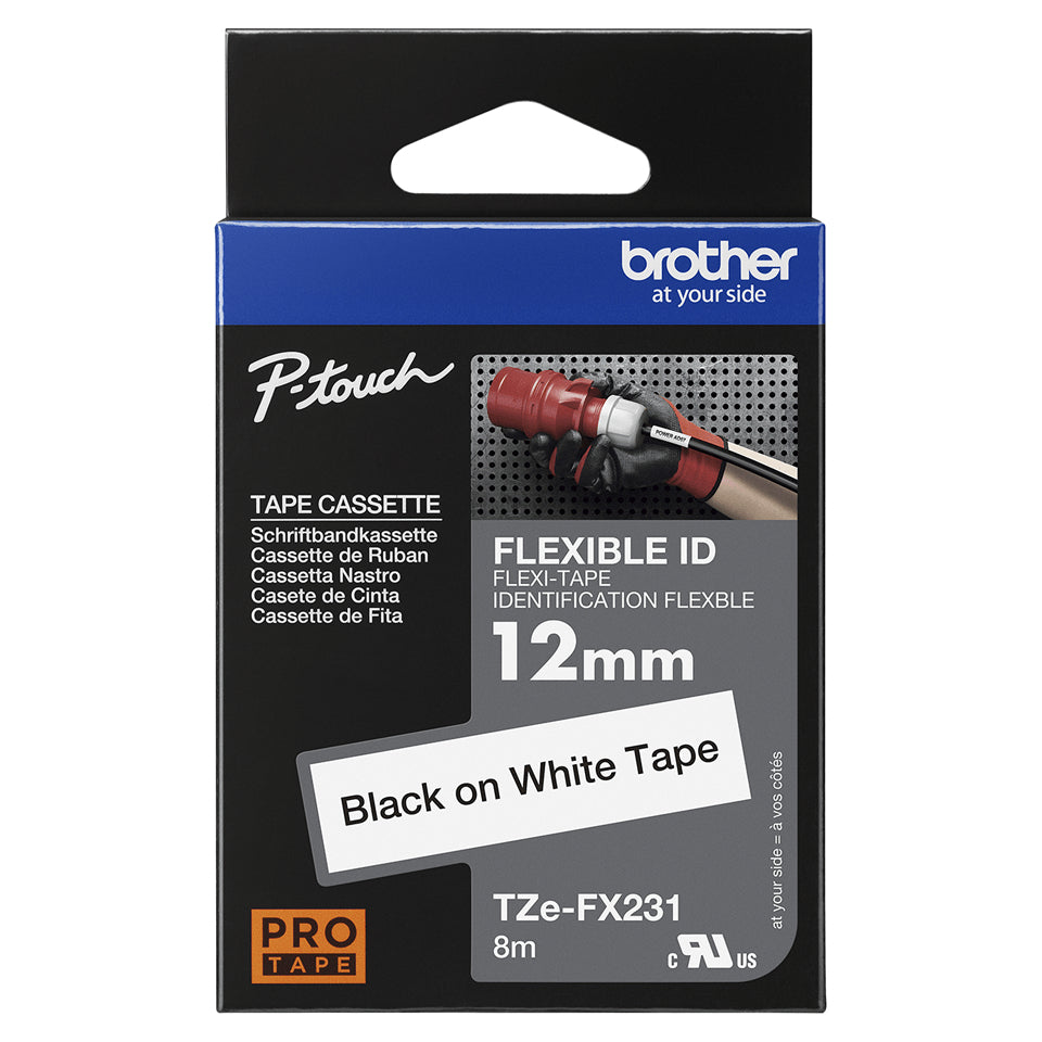 Brother TZe FX231 Fleksibelt ID-tape (1,2 cm x 8 m) 1kassette(r)
