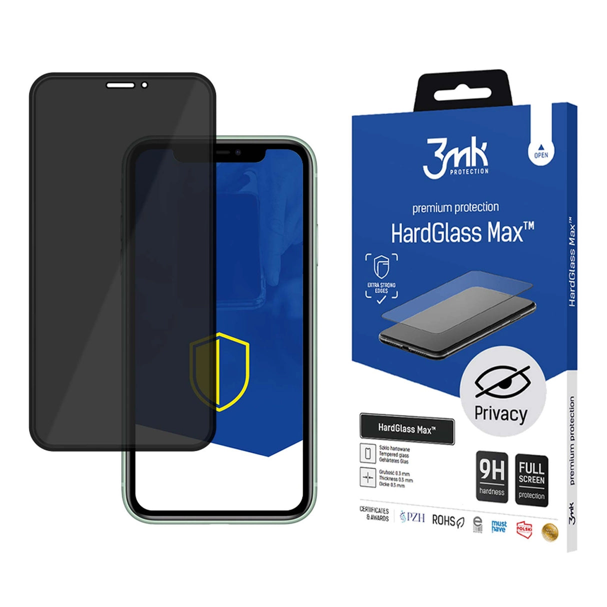 9H 3mk HardGlass Max PrivacyTM privatlivsglas til iPhone XS Max / 11 Pro Max