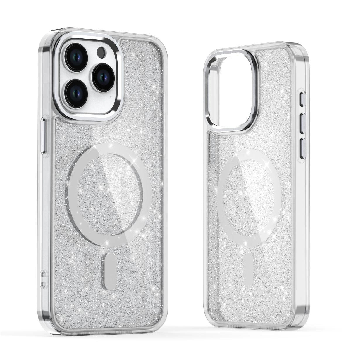 Glitter Case MagSafe til iPhone 16 Pro Max - hvid med glitter