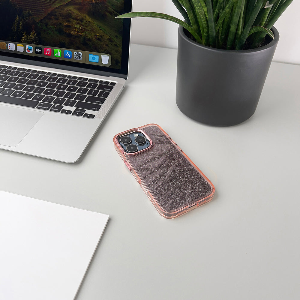 Glitter Case til iPhone 16 Pro Max - pink med glitter