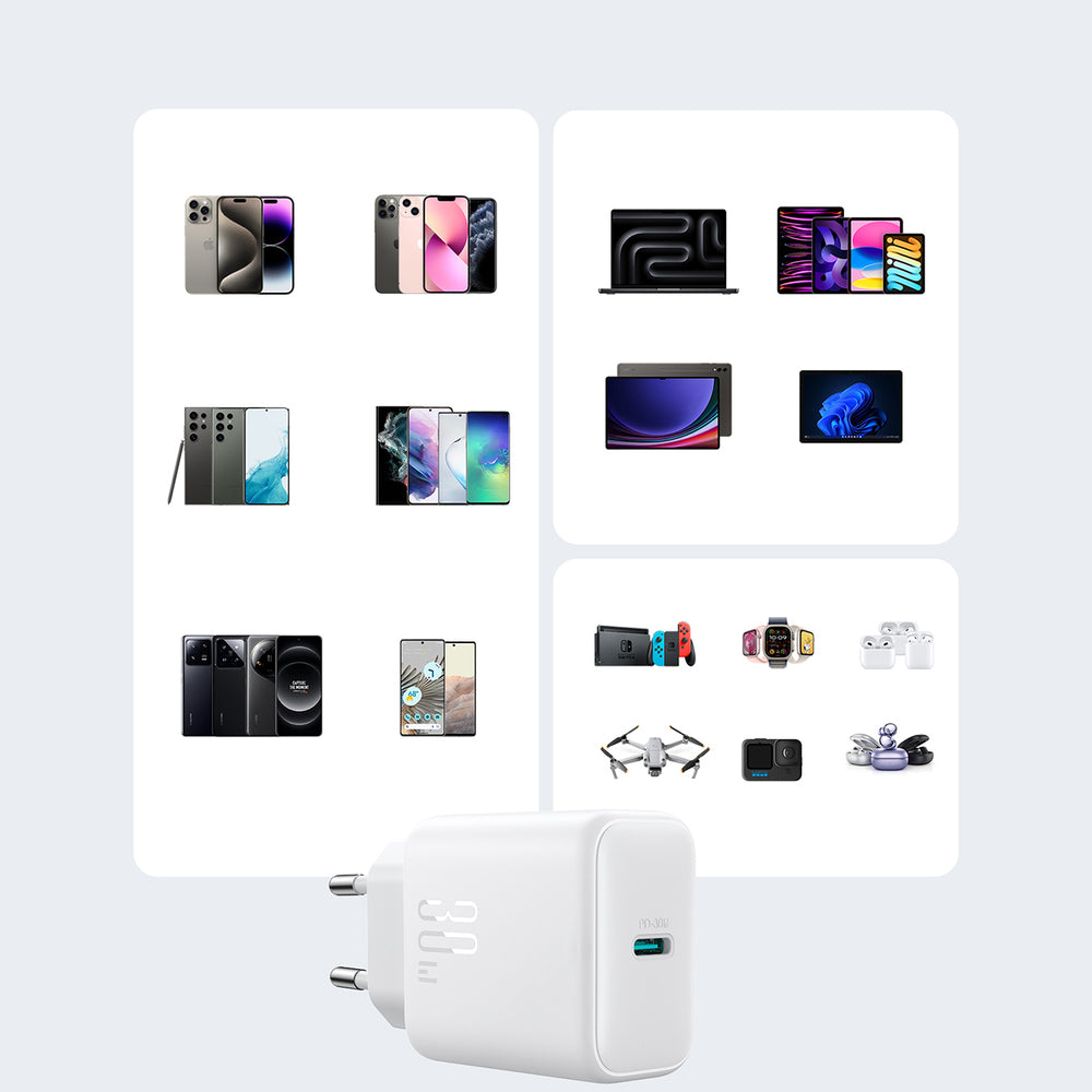 Joyroom JR-TCF24 USB-C PD 30W QC SFC netværksoplader - hvid