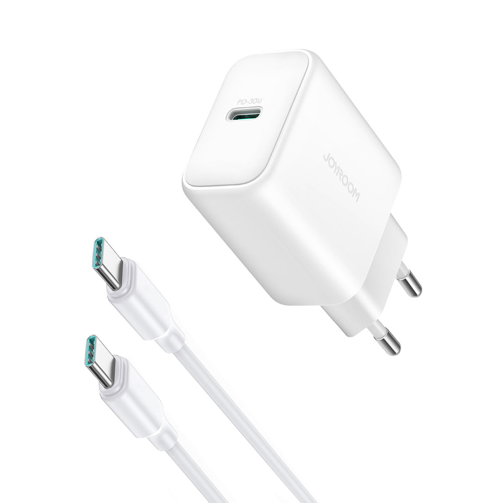 Joyroom JR-TCF24 USB-C PD 30W QC SFC hvid + 1m USB-C kabel