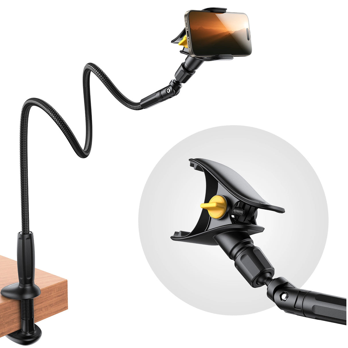 Joyroom JR-ZS389-holder med fleksibel arm til telefon til skrivebord - sort