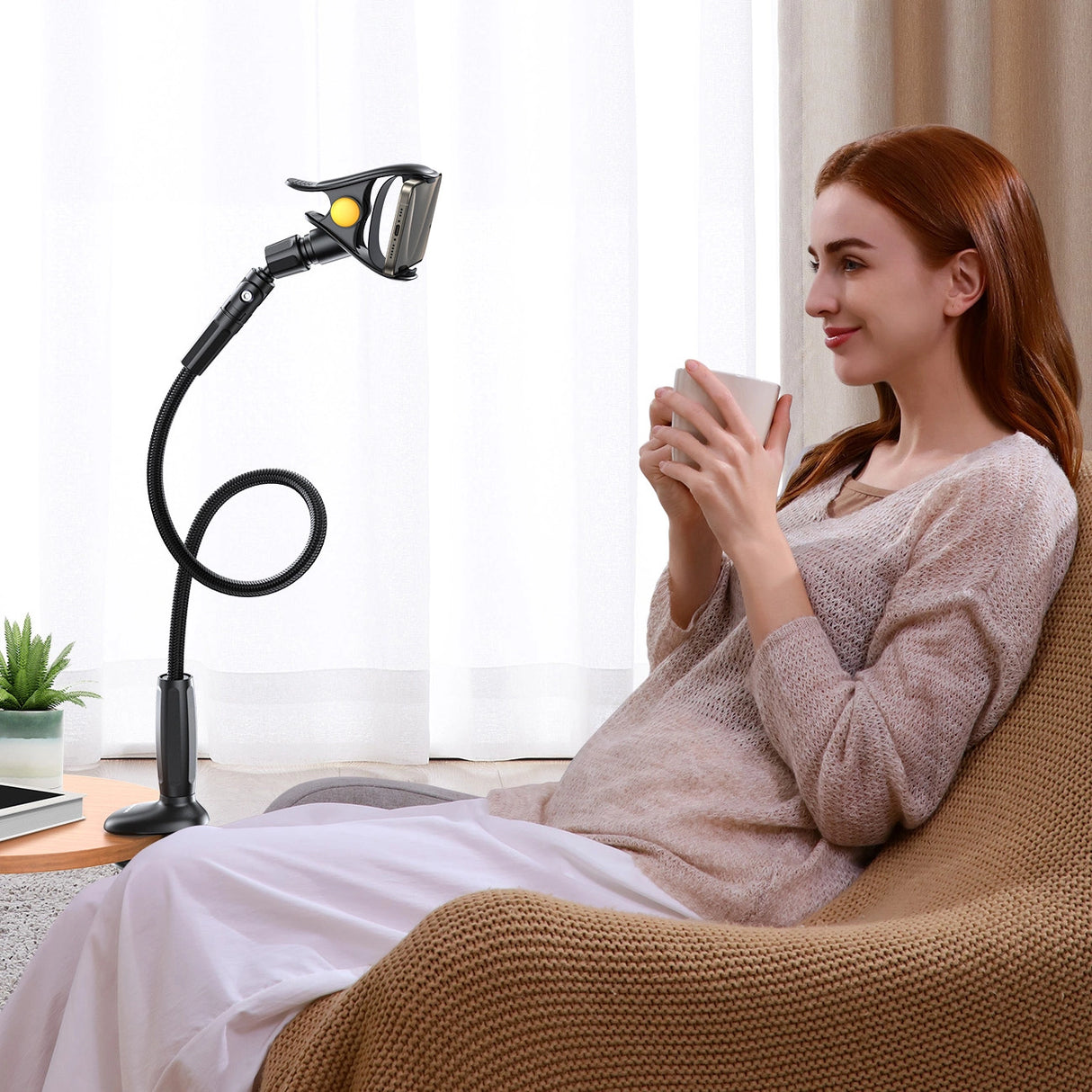 Joyroom JR-ZS389-holder med fleksibel arm til telefon til skrivebord - sort