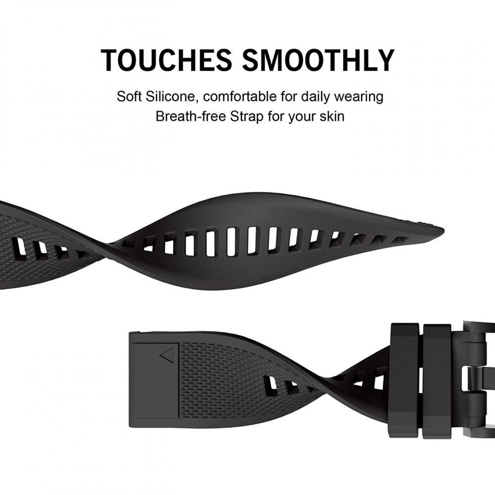 Tech-Protect Smooth Strap for Garmin Fenix 3 / 5X / 3HR / 5X Plus / 6X / 6X Pro / 7X - Black