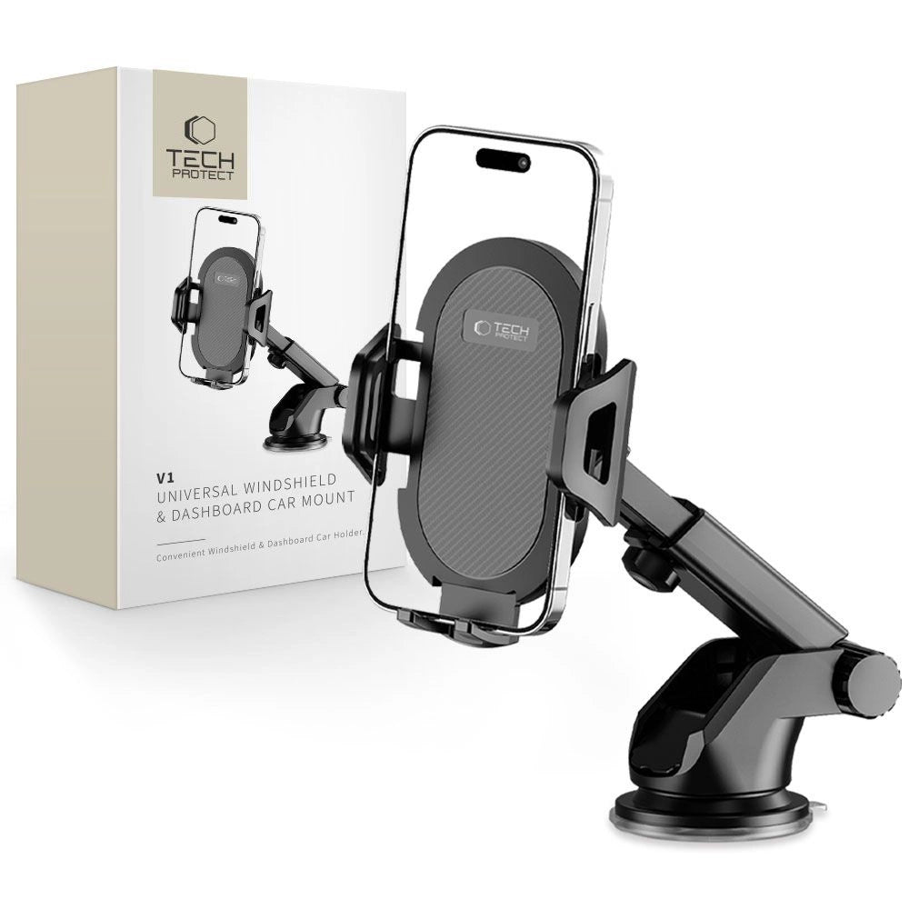 Tech-Protect V1 Car Phone Holder for Windshield/Cockpit - Black