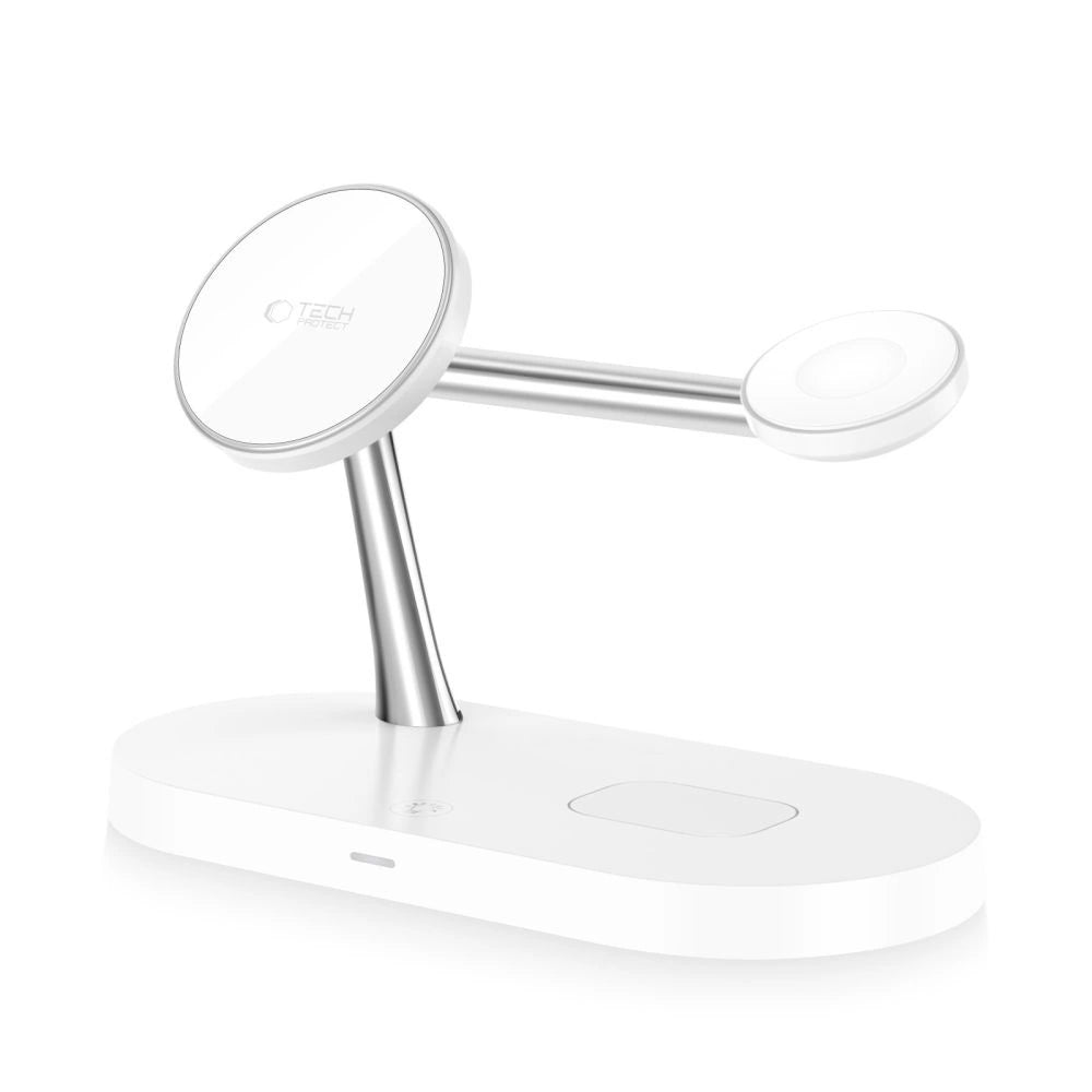 Tech-Protect A12 3in1 MagSafe induktiv oplader til smartphone/hovedtelefon/smartwatch - hvid