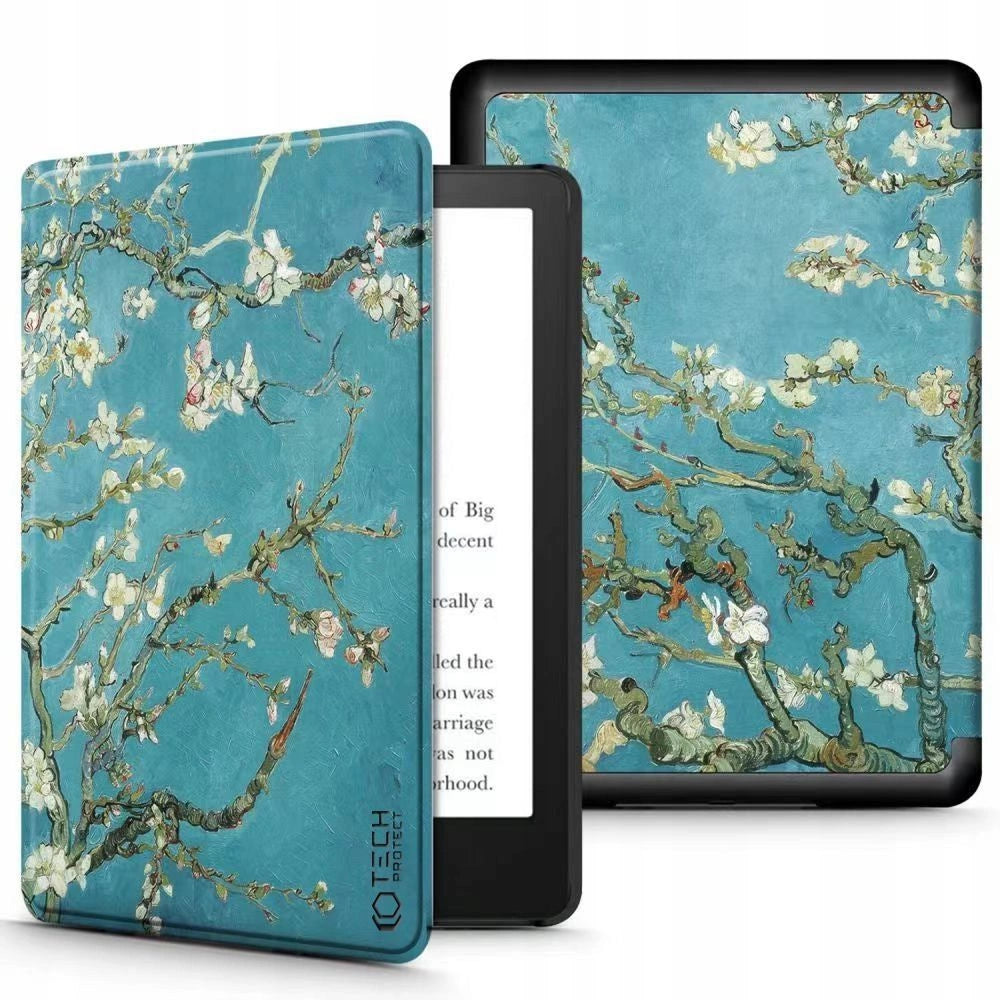 Tech-Protect SmartCase til Kindle Paperwhite V / 5 / Signature Edition - Blå med Sakura Blomster
