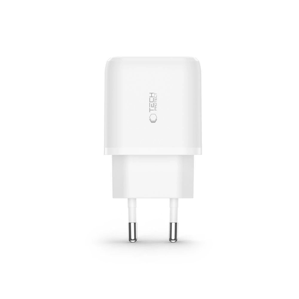 Tech-Protect C20W oplader USB-C PD 20W / USB-A QC 3.0 - hvid