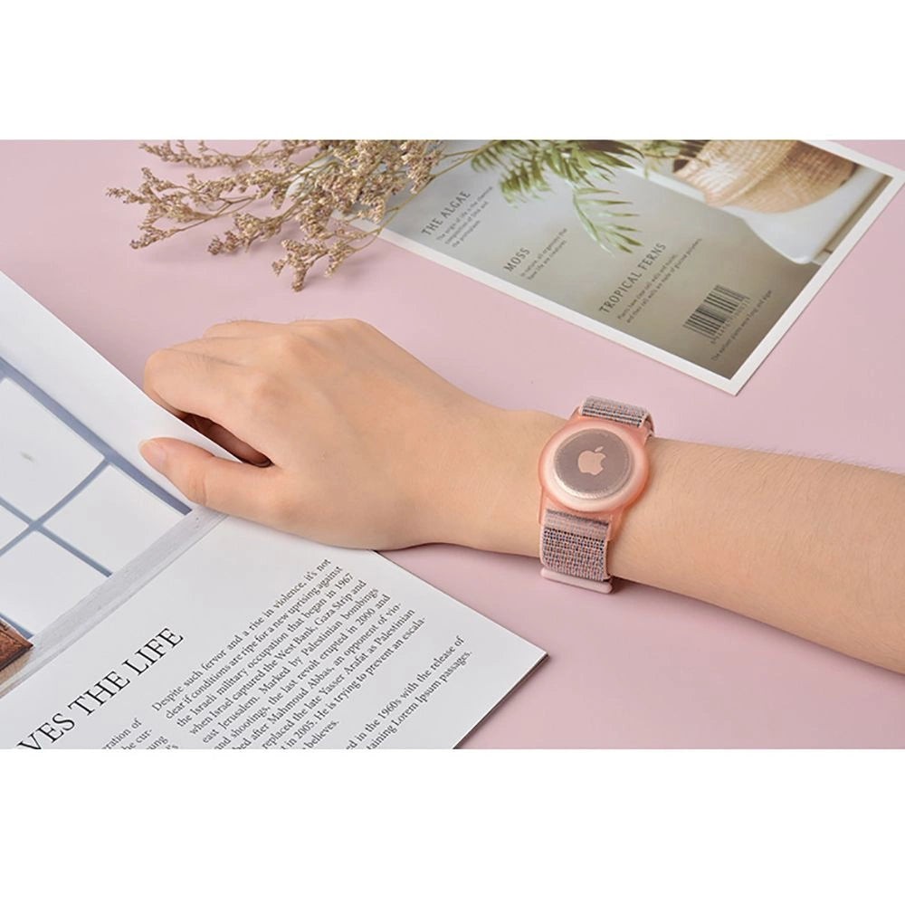 Tech-Protect Nylon Strap for børn til Apple AirTag - Pink