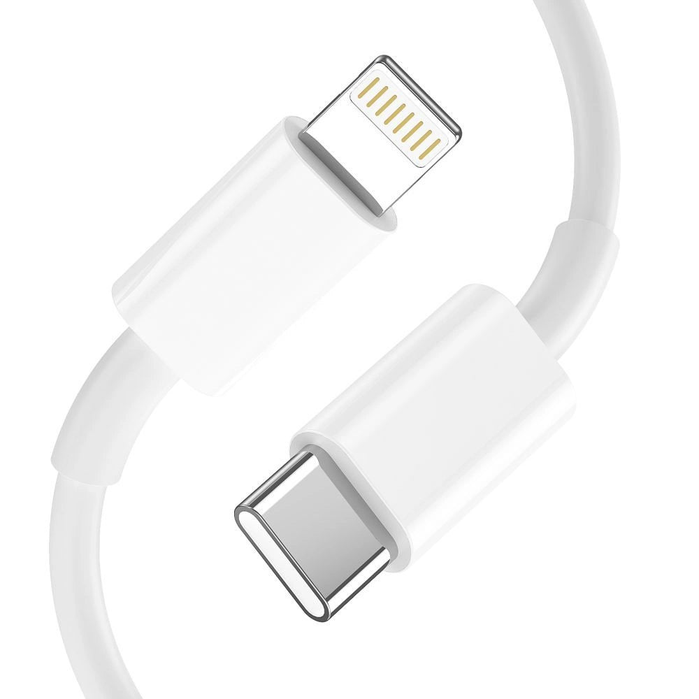 Tech-Protect C20W USB-C PD 20W / USB-A QC 3.0 oplader med USB-C / Lightning Cable - hvid