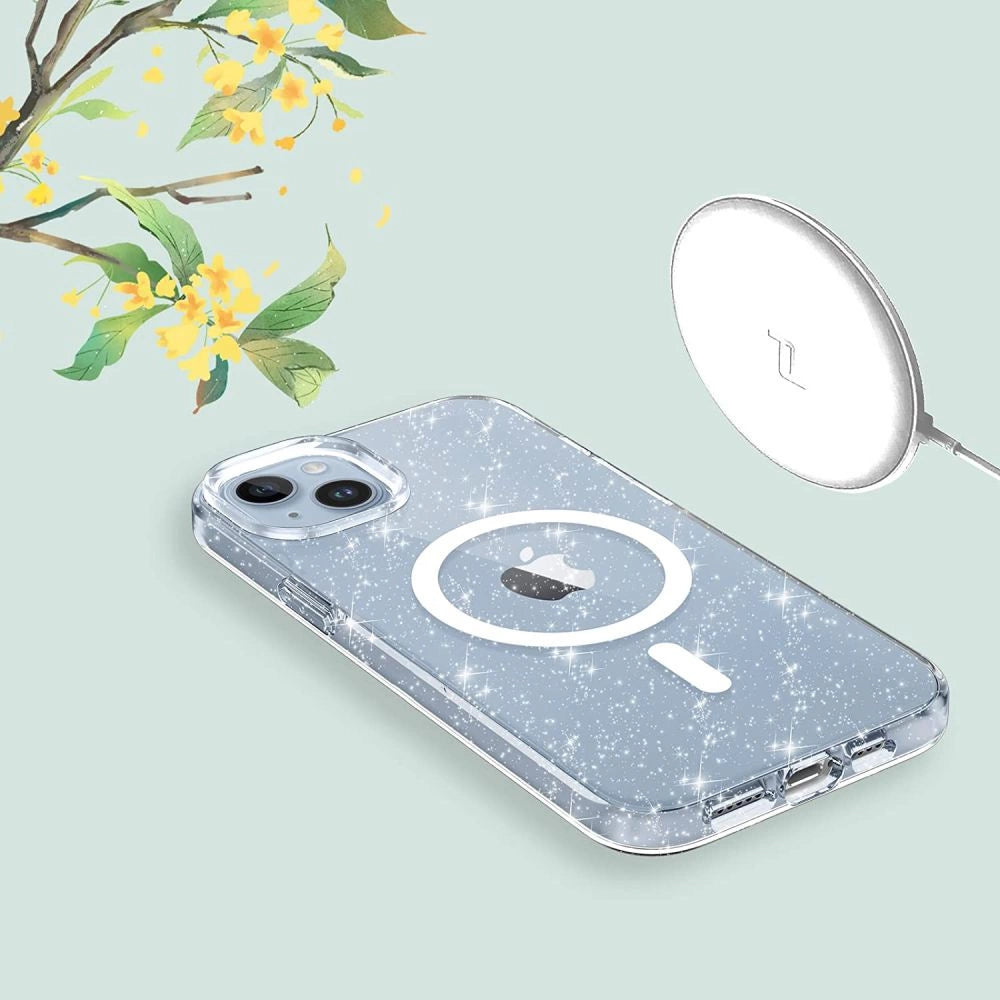 Tech-Protect FlexAir Hybrid MagSafe iPhone 13/14 Case - Clear Glitter