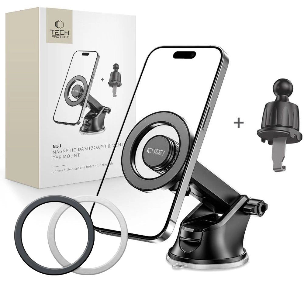 Tech-Protect N51 MagSafe biltelefonholder til cockpit/luftventil - sort