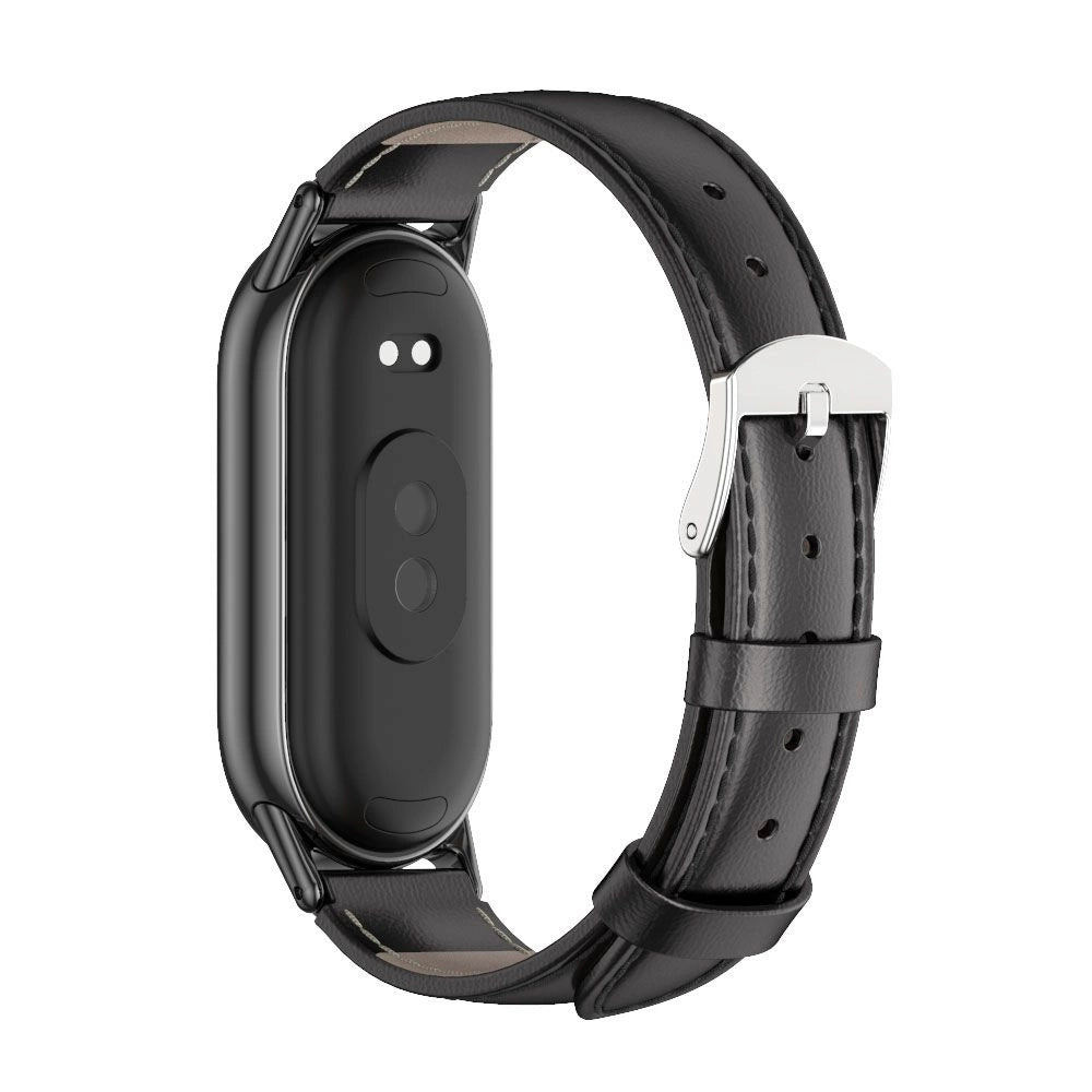 Tech-Protect Leatherfit rem til Xiaomi Smart Band 8 / 8 NFC - sort