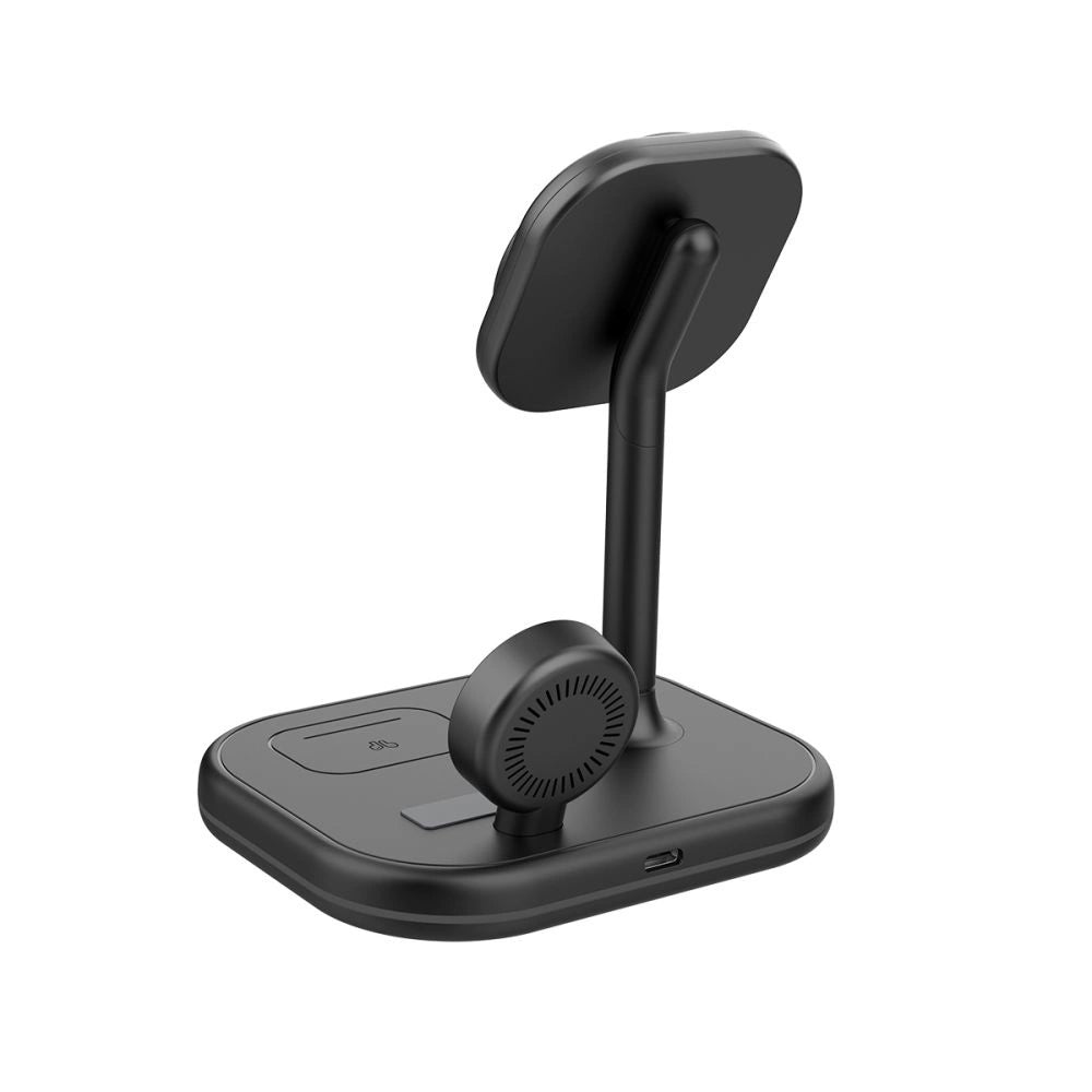 Tech-Protect QI15W-A27 3-i-1-induktiv oplader med MagSafe-stativ til smartphone / Apple Watch / AirPods - sort