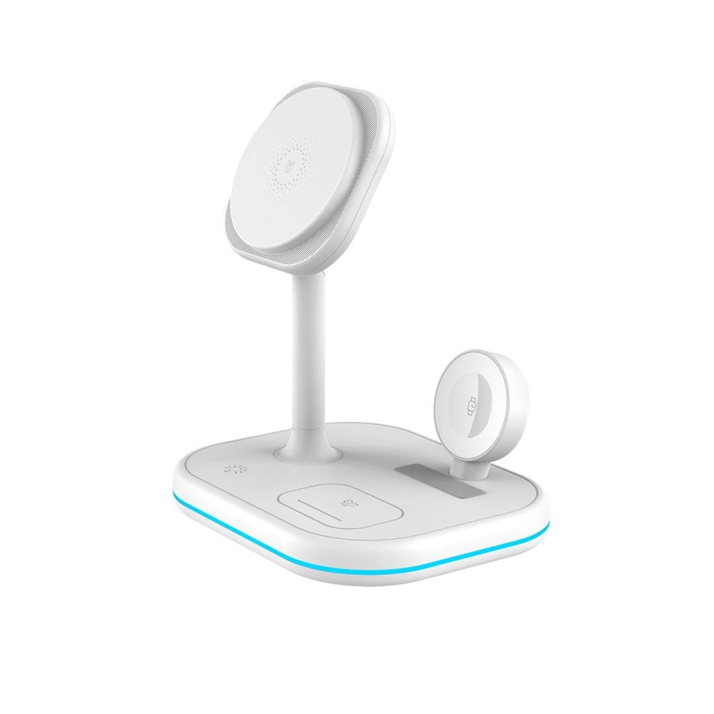 Tech-Protect QI15W-A27 3-in-1 inductive charger with MagSafe stand for smartphone / Apple Watch / AirPods - white