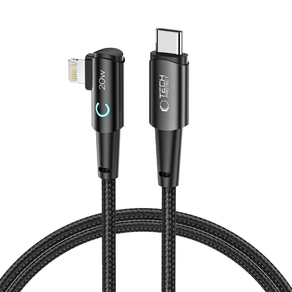 Tech-Protect UltraBoost L Kabel Lightning (vinklet) / USB-C (ret) PD 20W 3A 1m - grå