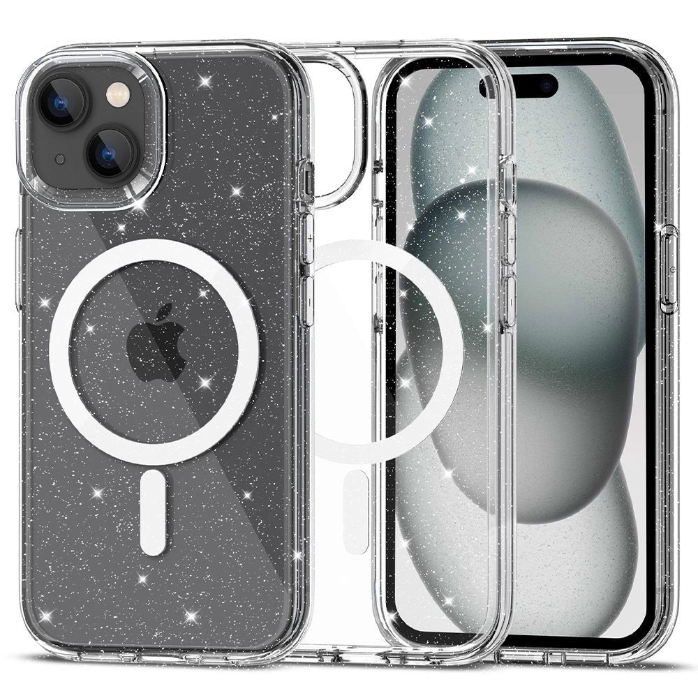 Tech-Protect FlexAir Hybrid MagSafe iPhone 15 Case - Klar Glitter