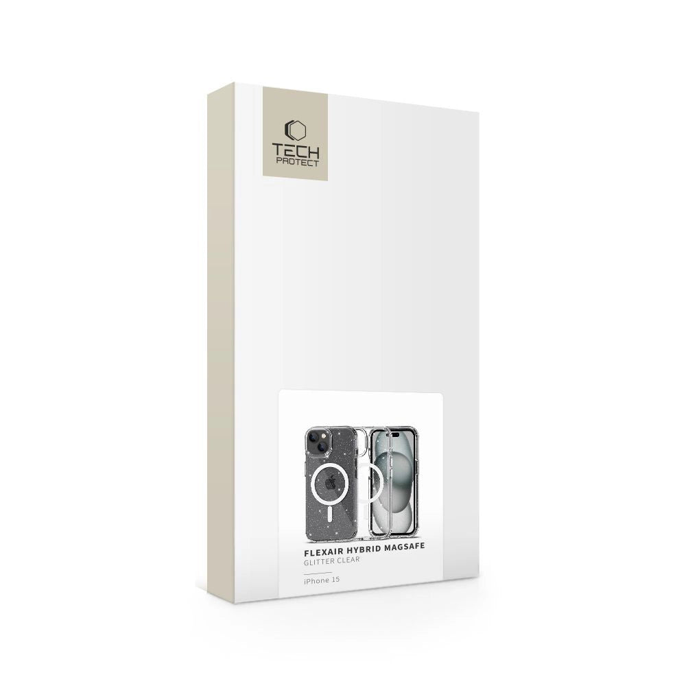 Tech-Protect FlexAir Hybrid MagSafe iPhone 15 Case - Klar Glitter