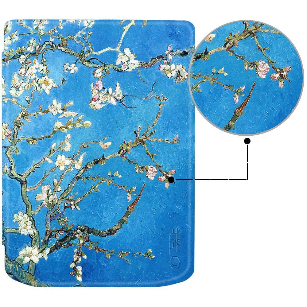 Tech-Protect SmartCase til PocketBook Vers / Vers Pro - Blå med Sakura Blomster