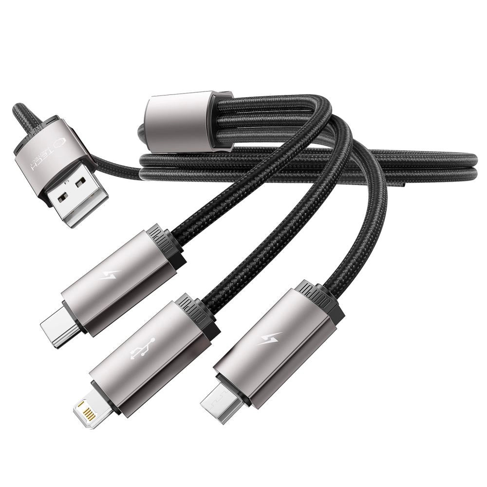 Tech-Protect UltraBoost 3in1 USB-A - Lightning / USB-C / micro USB 3.5A kabel 1m - grå