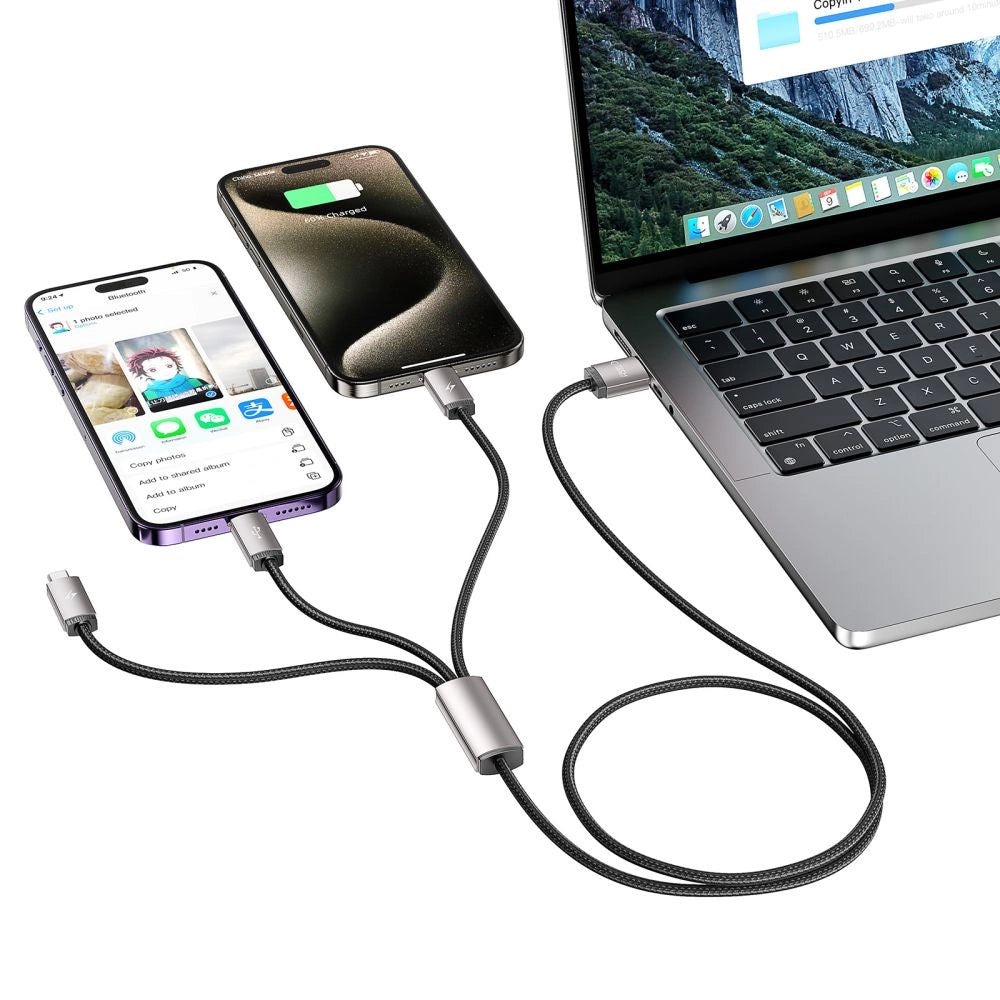 Tech-Protect UltraBoost 3in1 USB-A - Lightning / USB-C / micro USB 3.5A kabel 1m - grå
