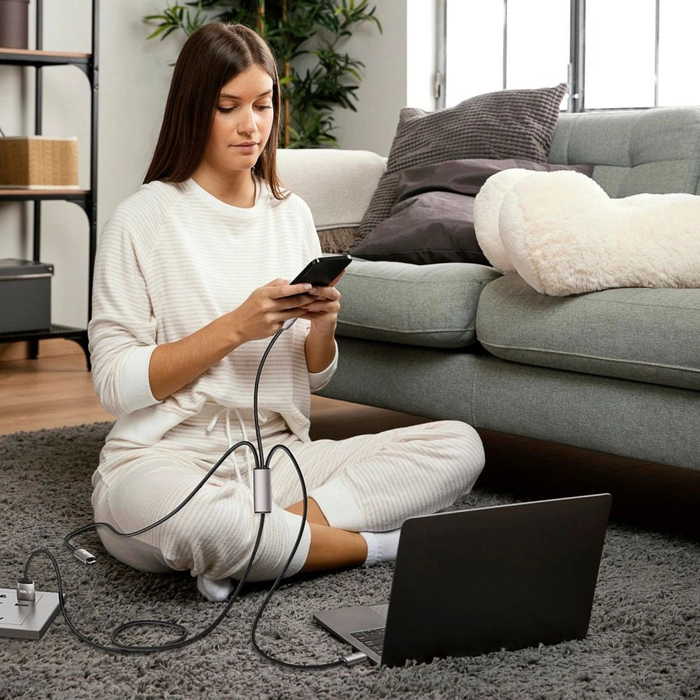 Tech-Protect UltraBoost 3in1 USB-A - Lightning / USB-C / micro USB 3.5A kabel 1m - grå