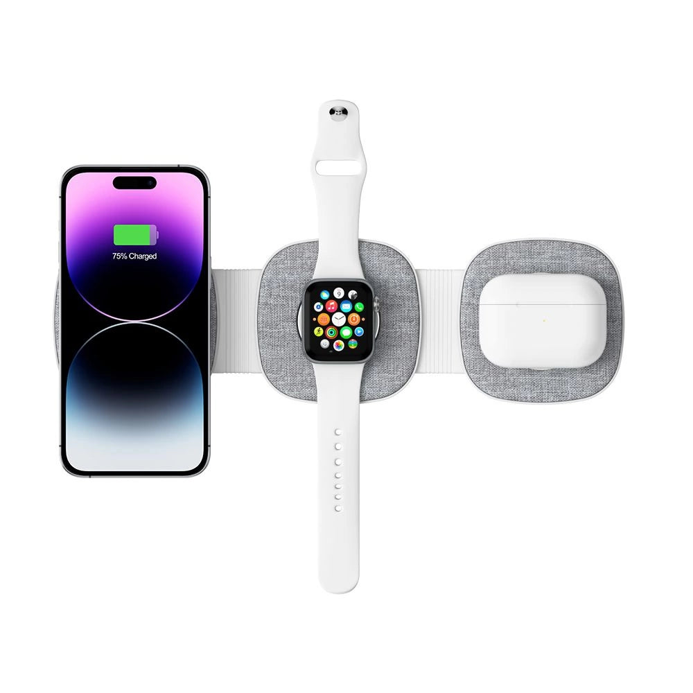 Tech-Protect QI15W-A32 3-i-1-induktiv oplader med MagSafe til smartphone / Apple Watch / AirPods - Grå