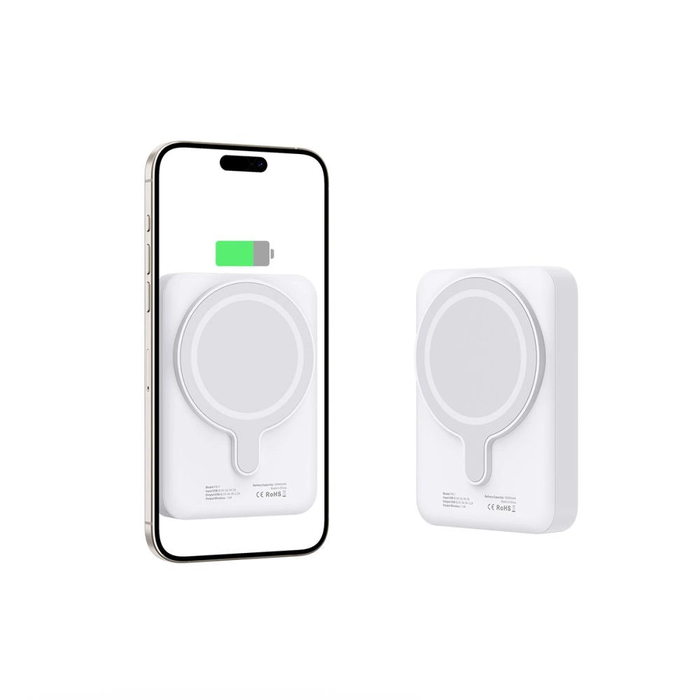 Tech-Protect LifeMag PB11 Powerbank med MagSafe 10000mAh 15W USB-C-port - hvid + USB-C-kabel