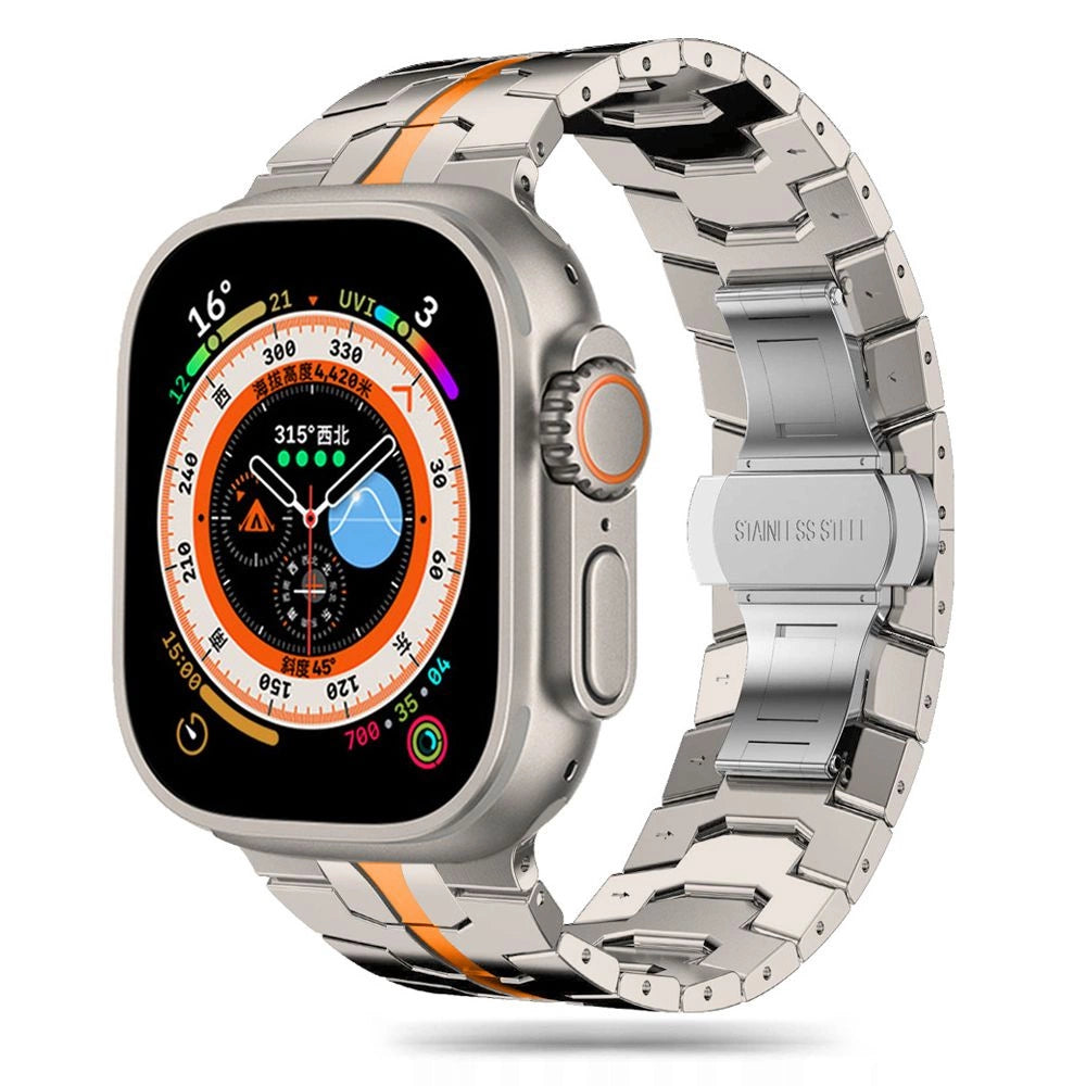 Tech-Protect rustfrit liniearmbånd til Apple Watch 4 / 5 / 6 / 7 / 8 / 9 / SE / Ultra 1 / 2 (42/44/45/49 mm) - Titanium Orange