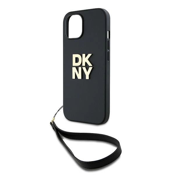 DKNY Wrist Strap Stock Logo Case til iPhone 15 / 14 / 13 - sort