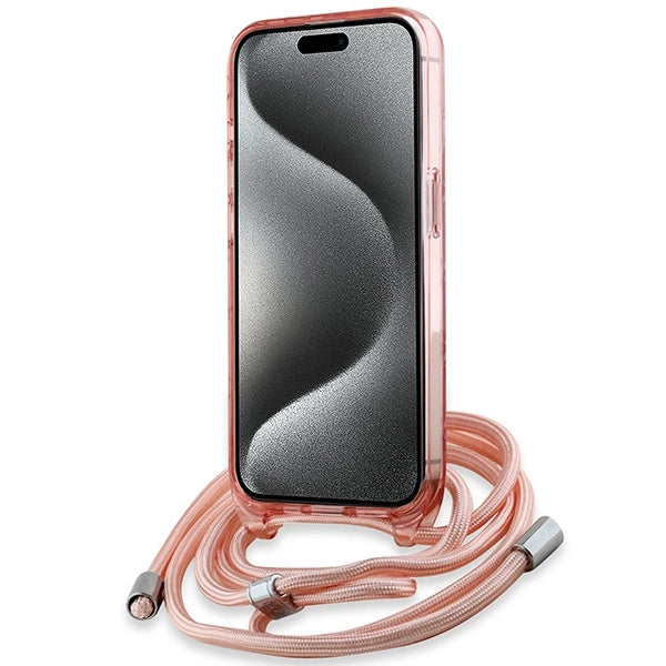 Karl Lagerfeld IML Crossbody Monogram Karl & Choupette Head MagSafe-hylster til iPhone 15 / 14 / 13 - lyserød