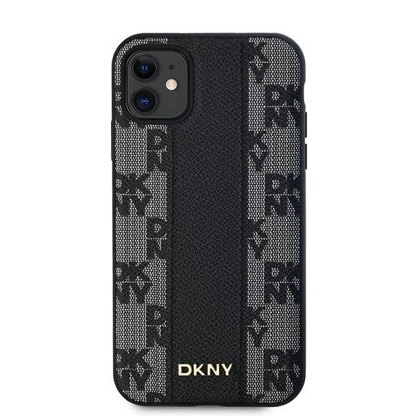 DKNY Leather Checkered Mono Pattern MagSafe Case for iPhone 11 / Xr - Black