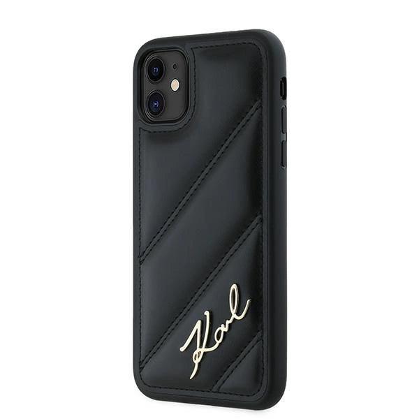 Karl Lagerfeld Diagonal Quilted Script case for iPhone 11 / Xr - black