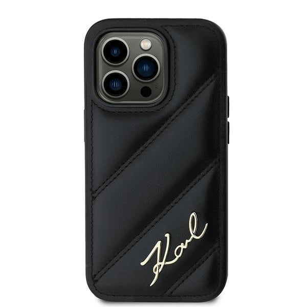Karl Lagerfeld Diagonal Quilted Script case for iPhone 13 Pro / 13 - black