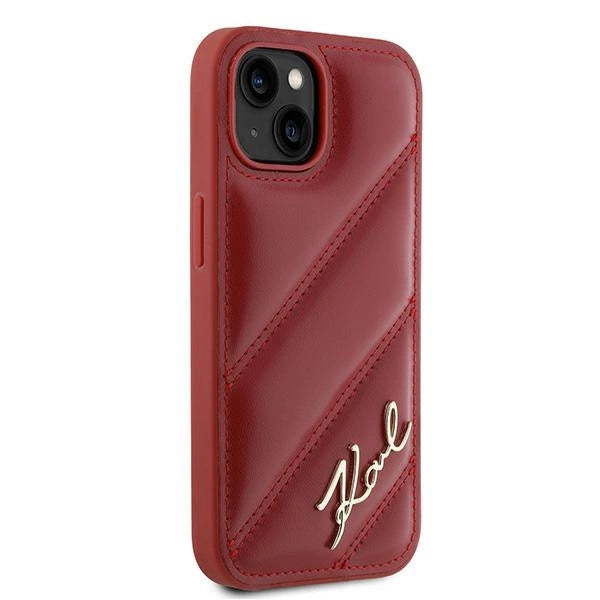 Karl Lagerfeld Diagonal Quilted Script case for iPhone 15 / 14 / 13 - red