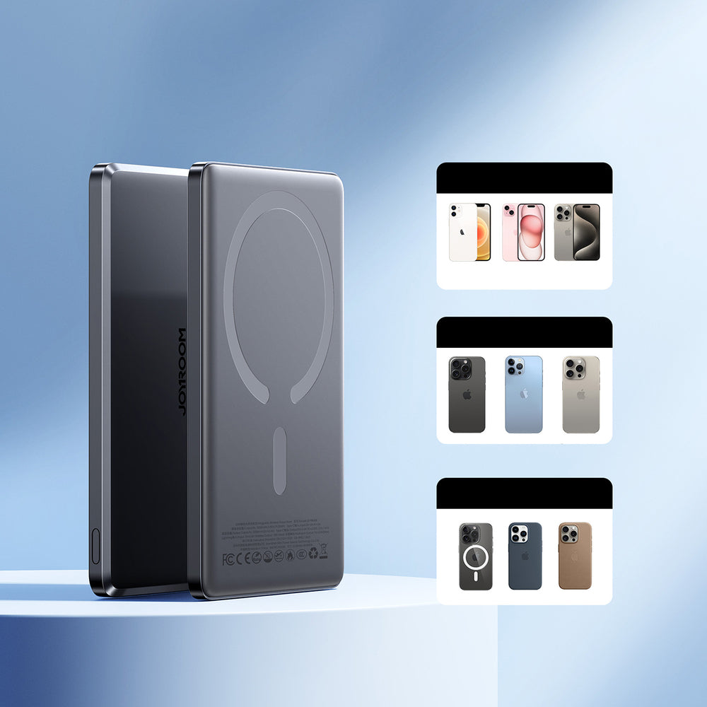 Powerbank Joyroom JR-PBM08 5000mAh 20W ultra-tynn med induktiv opladning - grå