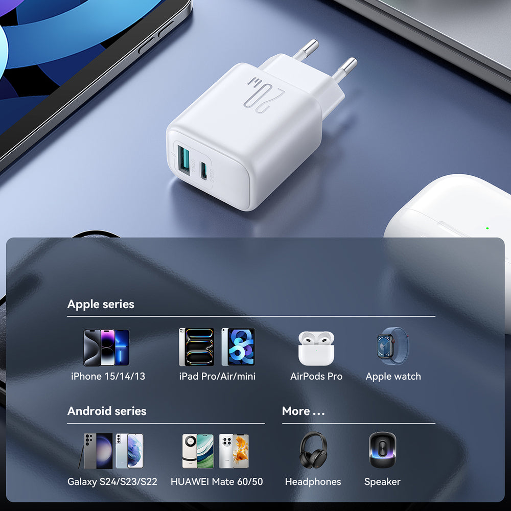 Joyroom JR-TCF21 netværksoplader USB-C / USB-A 20W PD / QC 3.0 - hvid